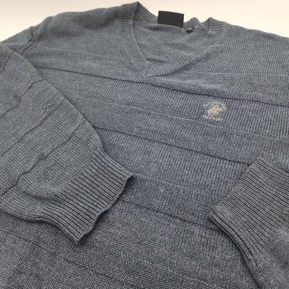 Beverly Hills Polo Club Sweater Knit 2XL XXL Blue‎ V Neck Pullover Shirt Soft - Picture 1 of 7